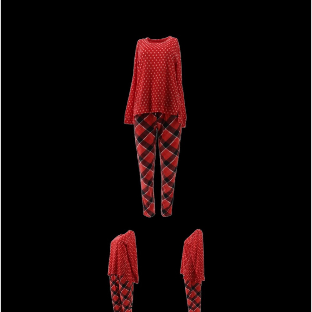 Comfort Code 2pc Suede Microfleece PJ Jogger Set LARGE/RED BUFFALO CHECK/NEW